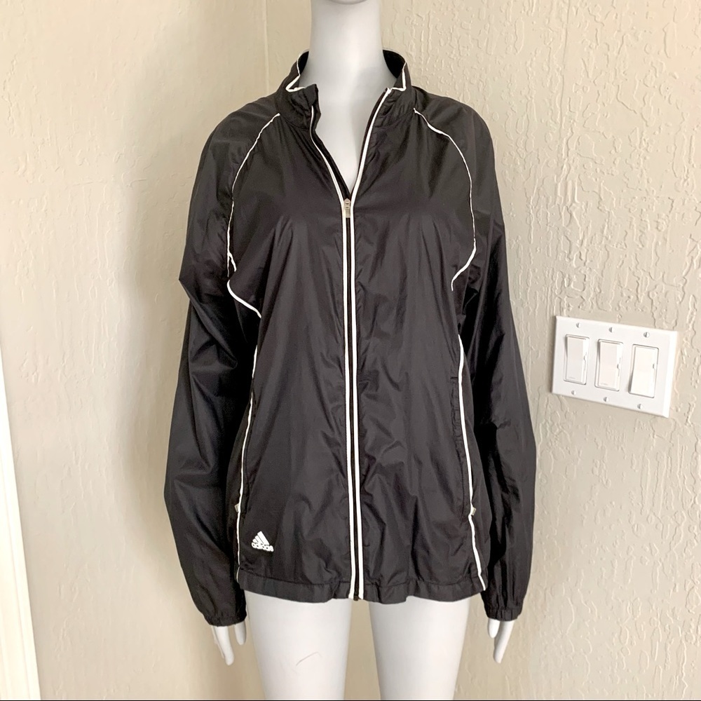 ADIDAS Golf Climaproof Windbreaker Jacket Lightweight Nylon Full Zip Black - Picture 4 of 16